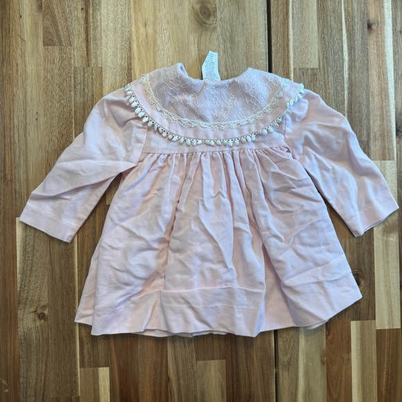 Vintage soft pink Peter Pan fringed lace neckline jacket  estimate 12-18 months - Picture 5 of 7